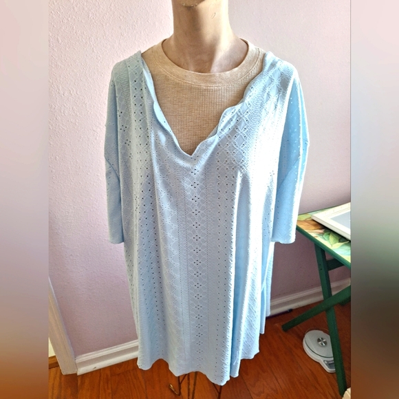 Light Blue Eyelet Top - Picture 7 of 16